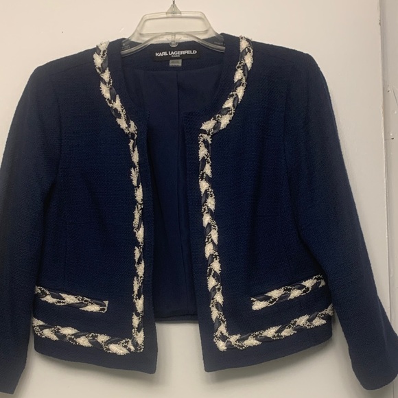 Karl Lagerfeld Jackets & Blazers - Karl Lagerfeld Navy and Cream Women's Blazer